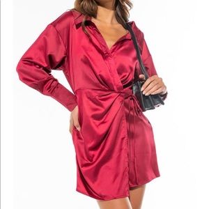 NWT Satin Akira Dress/romper long sleeve